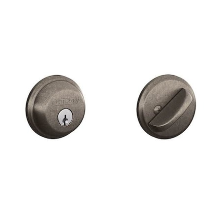 Schlage Residential Single Cylinder Deadbolt C Keyway with 12287 Latch and 10116 Strike Distressed Nickel Finish B60621