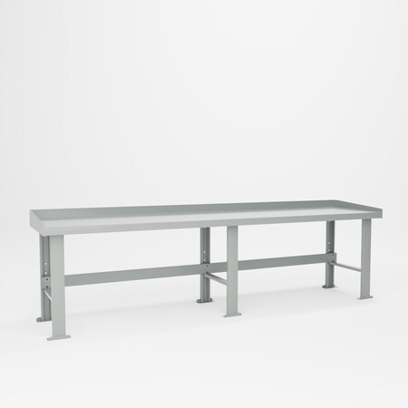 Pucel Workbench with Back and EndsTop, 28 in D x 120 in L, Gray B-28120