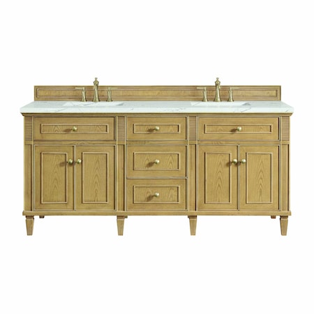 James Martin Vanities Lorelai 72in Double Vanity, Light Natural Oak w/ 3 CM Ethereal Noctis Silestone Top 424-V72-LNO-FENC