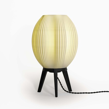 Jonathan Y Wavy 16.5 in. Modern Contemporary Plant-Based PLA 3D Printed Dimmable LED Table Lamp, White/Black USA1000A