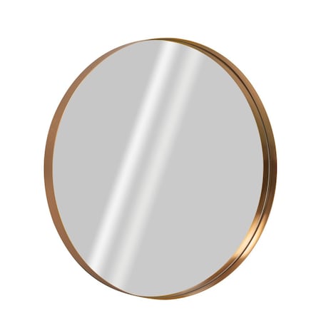 Homeroots 35" Gold Round Aluminum Framed Bathroom Vanity Mirror 565014