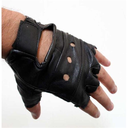 Shelter Fingerless Leather Gloves with Wrist Strap - Small 278-S