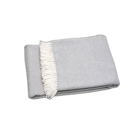 Homeroots Light Gray Mini Dot Fringed Throw Blanket 475712