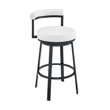Armen Living Neura Swivel Counter or Bar Stool in Cloud Finish with White Faux Leather 840254333536