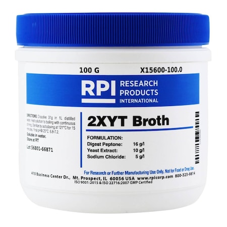Rpi 2XYT Broth, Powder, 100 Grams X15600-100.0