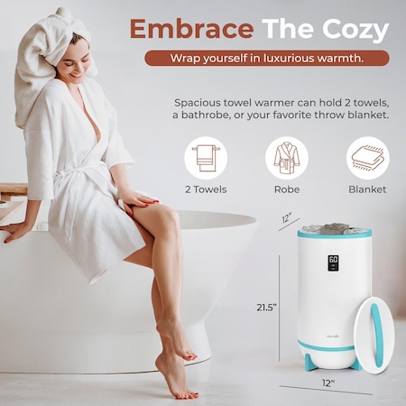 Serenelife Towel & Blanket Warmer, One Touch Portable Bath Towel Warmer with Fragrant Disc Holder, Timer (15 SLTLW700