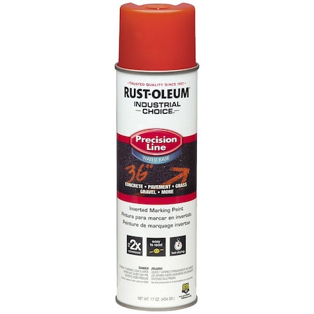 Industrial Choice 17 Oz Rust-Oleum Brands Fluorescent Red Precision Line Marking Paint, Water-Based 1862838