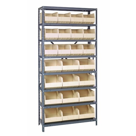 Quantum Storage Systems STEEL SHELVING UNIT W/ 24 BINS IVORY 2475-483485IV