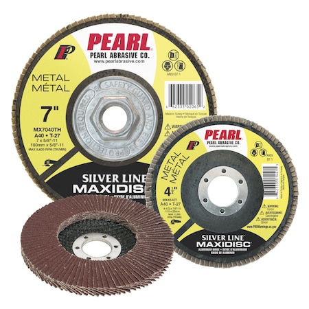 Pearl Silver Line AO Maxidisc Flap Disc 4-1/2 x 7/8 A80 T-27 MX4580T