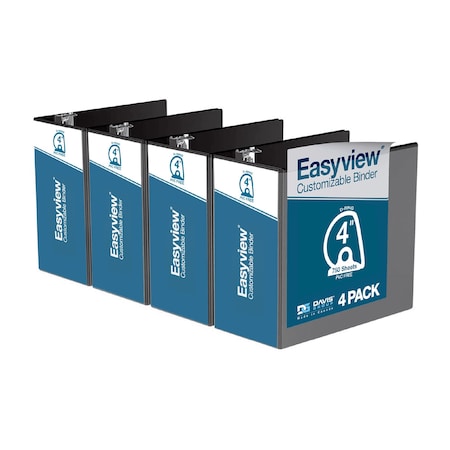 Davis Group Easyview Premium, Angle D Ring, Customizable, View Binder, (Black, 4"), PK4 8406-01-04
