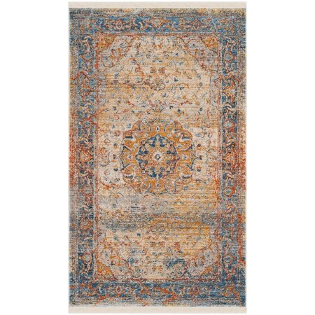 Flowers First 4 x 6 ft. Vintage Persian Power Loomed Area Rug, Blue & Multi Color - Small Rectangle FL1909596