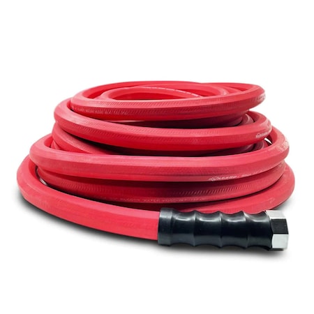 Avagard 5/8 in ID x 100 ft L Water Hose, Rubber Tube, Red, Rubber Fitting AVGWORD58100