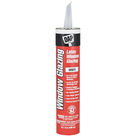 Dap Acrylic Latex Sealant, 10 oz, Cartridge, White, Acrylic Latex Base, Window Glazing 12108
