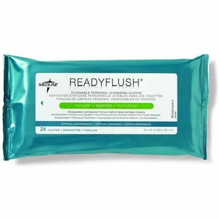Medline ReadyFlush Biodegradable Flushable Wipes, 8 x 12, PK24 MSC263810