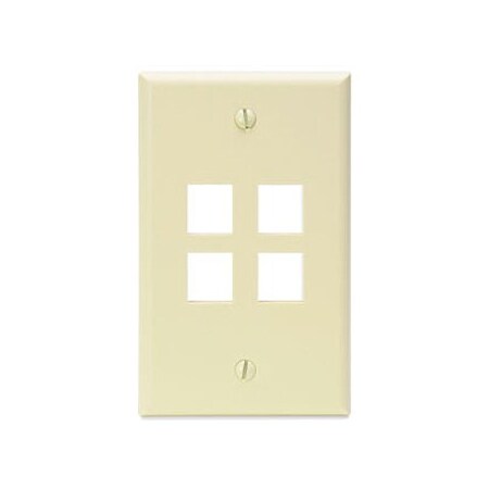 Leviton 4-Port Wallplate Unloaded, 1-Gang Used W/Snap-In Modules 41080-4IP