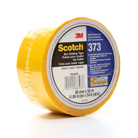 Scotch Color Coding Tape, 2.5 mil Thick, 2 in W x 50 m L, 3 in Core Dia., Yellow 373