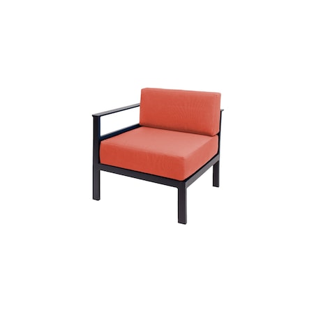 Bfm Seating Belmar Right Arm Sofa Section with Sunbrella cushions, Sand Black Frame PH6101BL-R-57013