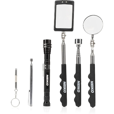 Neiko Telescoping Magnetic Tool and Telescoping Mirror Set for Mechanics, 6-Pieces 20736A