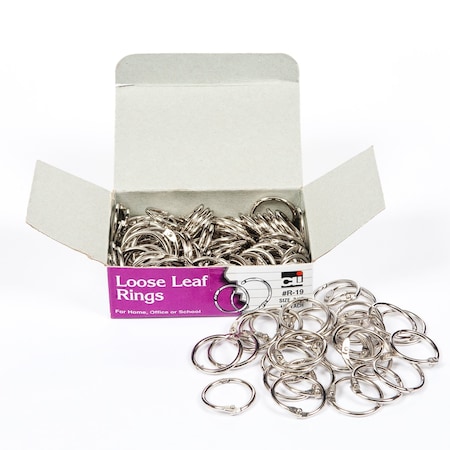 Charles Leonard Loose Leaf Rings with Snap Closure, Nickel Plated, 3/4 Inch Diameter, 100/Box, 100PK R-19