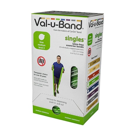 Fabrication Enterprises 5 ft. Singles Val-U-Band Exercise Band, Lime 3 - 30 Each 1560957