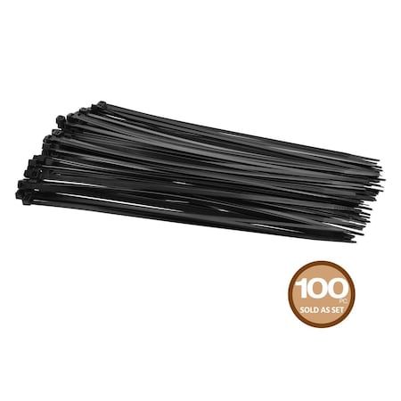 Monoprice Cable Tie, 11 in L, Black, Nylon, 50 lb Strength, 100 PK 5767