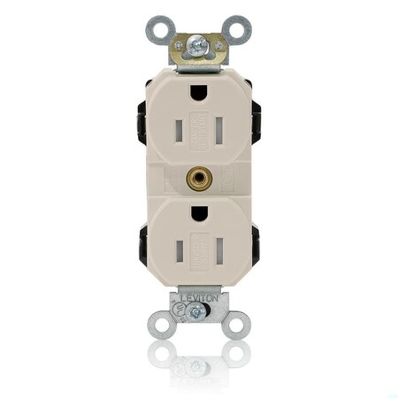 Leviton Straight Blade Receptacle, 5-15R, 15 A, 125V AC, Self-Grounded MT562-ST