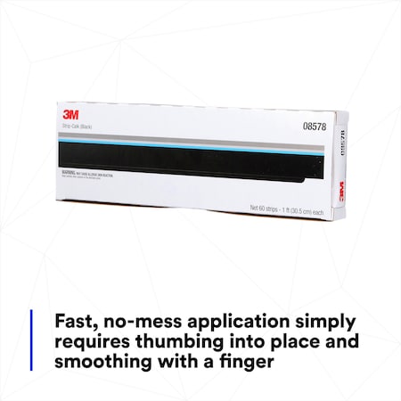 3M Abrasives Strip Calk, 1 ft Strips, 60 per carton, 12 cartons per case, Box, Black, Butyl Base 7000028370