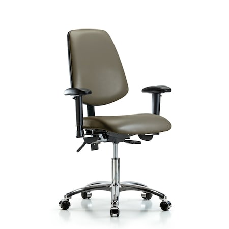 Blue Ridge Ergonomics Vinyl Chair, Vinyl, Adjustable Arms BR-VDHCH-MB-CR-T1-A1-CC-8809