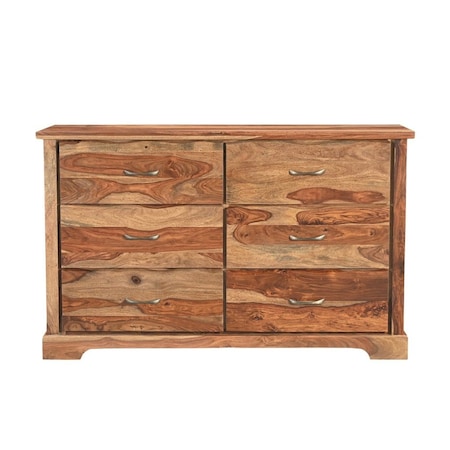 Homeroots 60" Brown Solid Wood Live Edge Six Drawer Double Dresser 552246