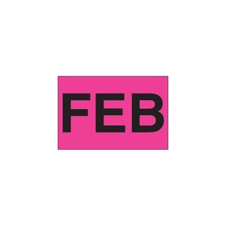 Bubblefast 2 x 3'' - ''FEB'' Fluorescent Pink Months of the Year Labels BFDL6721