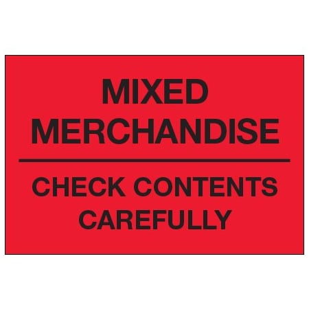 Bsc Preferred 2 x 3'' - ''Mixed Merchandise - Check Contents Carefully'' Fluorescent Red Labels DL1621