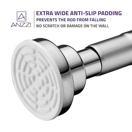 Anzzi 48-88 Inches Shower Curtain Rod with Shower Hooks in Polished Chrome AC-AZSR88CH