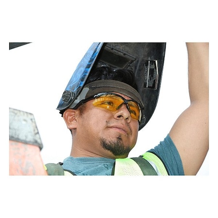 Mcr Safety Memphis (MP1), Safety Glasses, Anti-Scratch, Amber Lens, Black Frame, Half Frame, 1 PR MP114