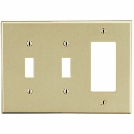 Hubbell Wiring Device-Kellems Toggle Switch/Rocker Wall Plate, Number of Gangs: 3 Plastic, Satin Finish, Ivory PJ226I