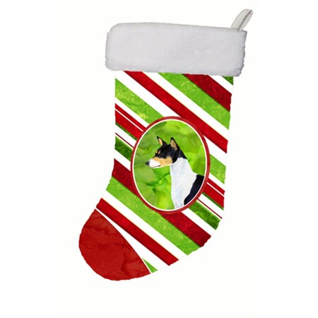 Carolines Treasures 11 x 18 in. Basenji Winter Snowflakes Christmas Stocking SS4583-CS