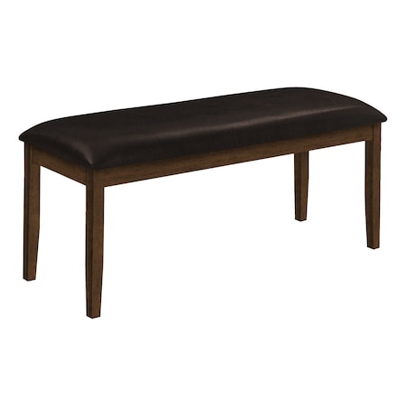 Monarch Specialties Bench, 48'' Rectangular, Entryway, Upholstered, Wood, Brown Solid Wood, Brown Pleather, Transitional I 1373
