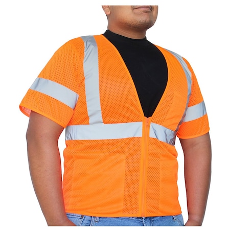 Glow Shield Class 3, Mesh Fabric, Sleeves, Zipper Closure, Orange M SV713FO M