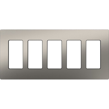 Lutron Designer Wall Plates, Number of Gangs: 5 Stainless Steel, Satin Finish, Stainless Steel CW-5-SS