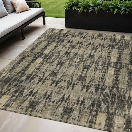 Homeroots 5' X 8' Black Taupe And Beige Moroccan Washable Indoor Outdoor Area Rug 577182