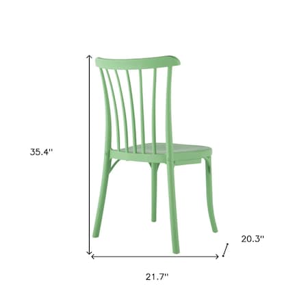Homeroots Set of Four 22" Green Heavy Duty Plastic Outdoor Stacking Dining Chairs 565183