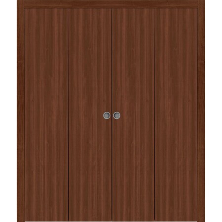 Sartodoors Sliding Closet Double Bi-fold Doors 96 x 96 inches, BASIC 3001 Walnut Franko, Sturdy Tracks Moldin BASIC3001DBF-GOFR-96x96 (4* 24x96)