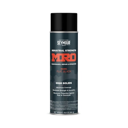 Seymour Midwest MRO Industrial High-Solids Spray Paint, Flat Black, 16 oz 6201433-1