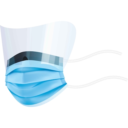 Ironwear Level 3 Blue Disposable Procedural Face Mask with Anti-Fog Shield and Tie Straps Blue 1509-B