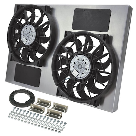 Derale 16837 18 x 27 in. Dual RAD Fan with Aluminum Shroud Assembly DER16837