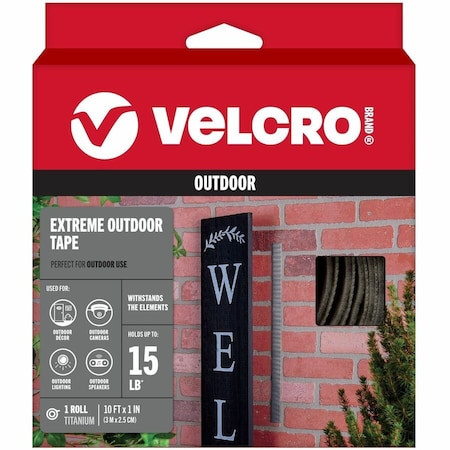 Velcro Brand Reclosable Fastener, Acrylic Adhesive, 10 ft, 1 in W, Black 91365