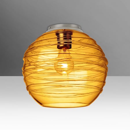 Besa Lighting Besa, Wave 10 Ceiling, Amber, Satin Nickel Finish, 1x60W E26 base 462782C-SN
