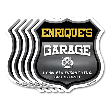 Signmission Enrique's Garage I Can Fix Everything But Stupid, 12 inch X 12 inch, Aluminum Metal Sign, 5PK SHI-A-5Pack-12-490-ENRIQUE