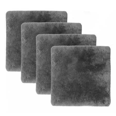 Homeroots Set Of Four 17" X 17" Charcoal Grey Medical Sheepskin Chair Pads 480446