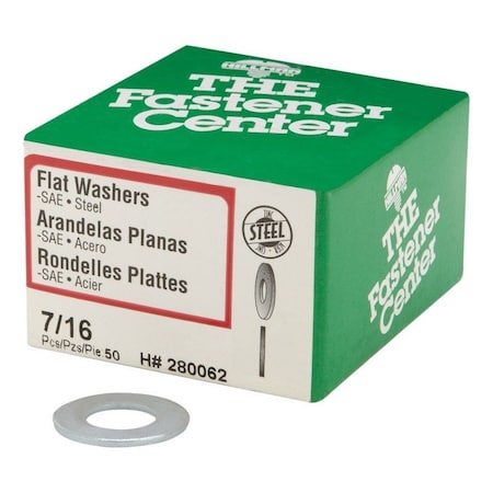 Hillman Zinc-Plated Steel 7/16 in. SAE Flat Washer, 50PK 280062