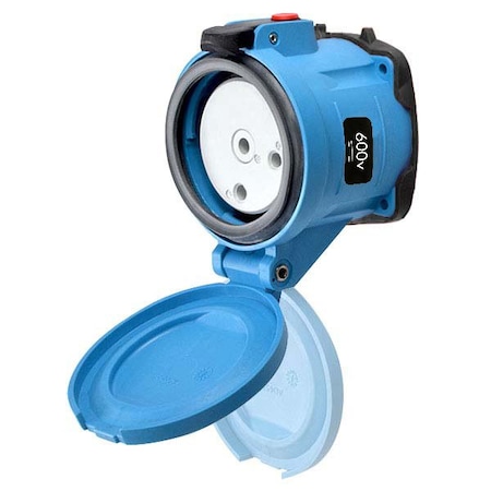Meltric DSDC6 RECEPTACLE POLY BLUE SIZE 4 TYPE 4X IP 69 2P+G 50 A 600 VDC 33-64058-S82